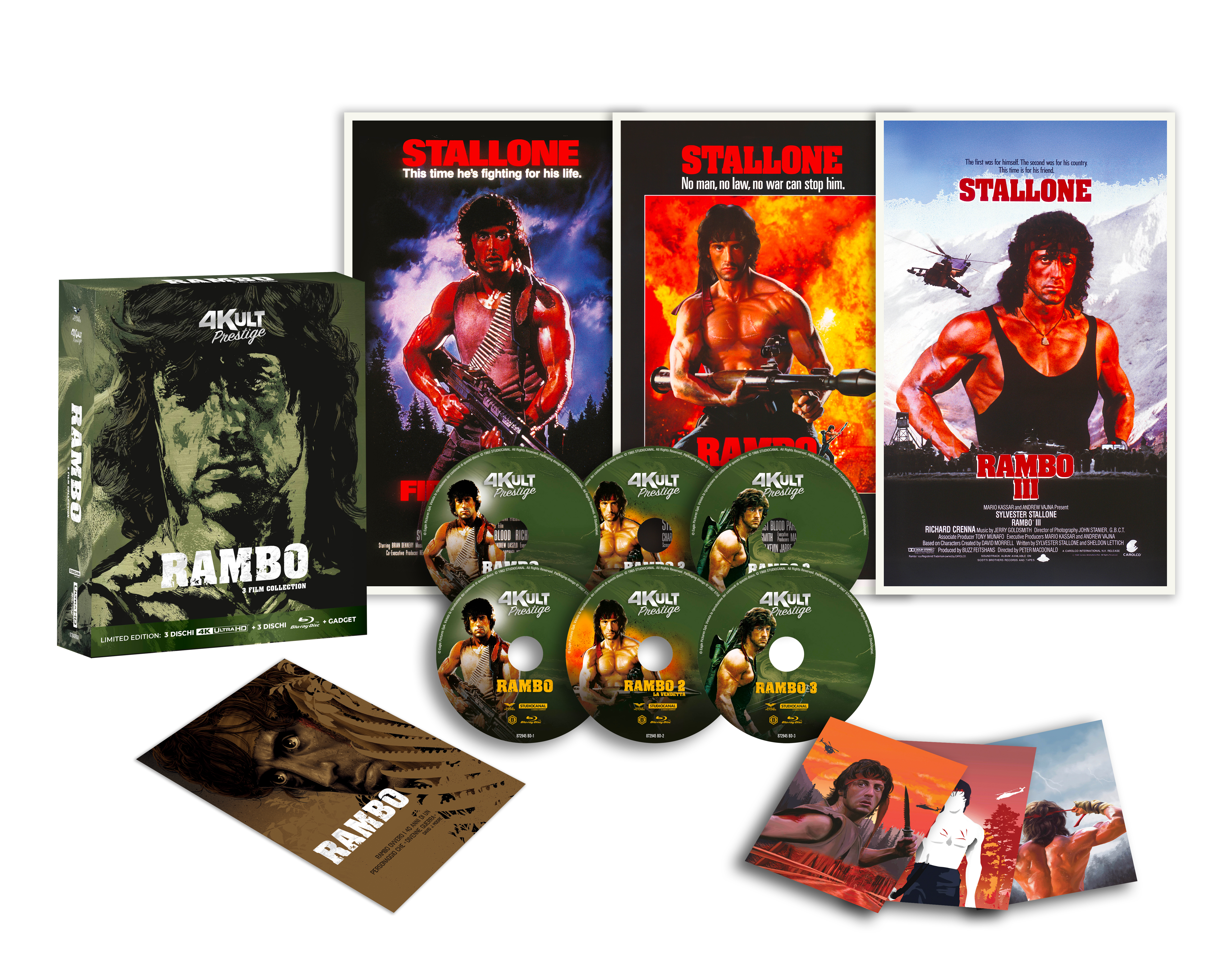 Rambo - 3 Film Collection  (4Kult Prestige) (3 4K Ultra HD + 3 Blu-Ray Disc + Gadgets)