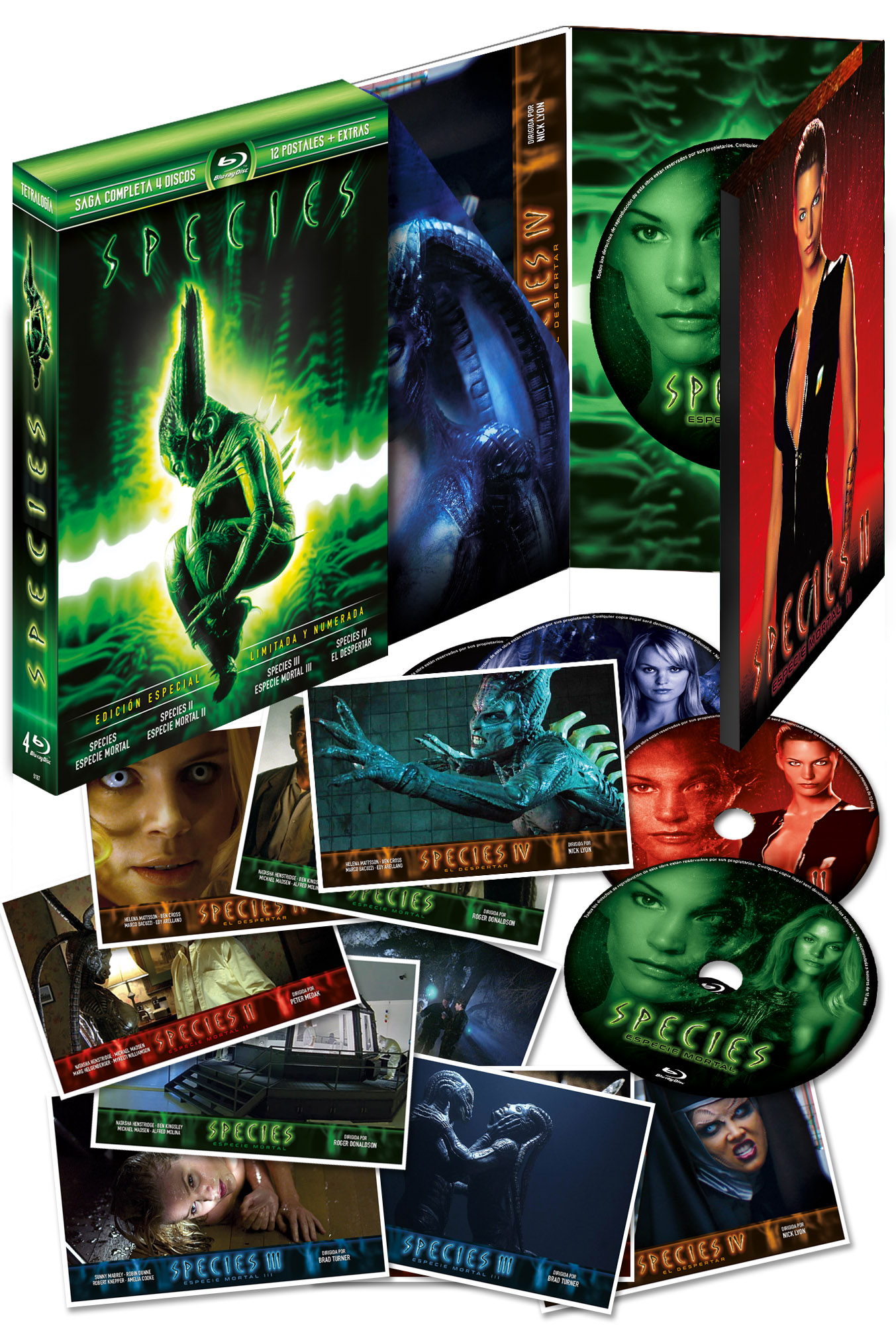 Species 1-2-3-4 - Limited Edition (Import Spain) (4 Blu-Ray Disc + 12 Card) — Edizioni Speciali & Limitate