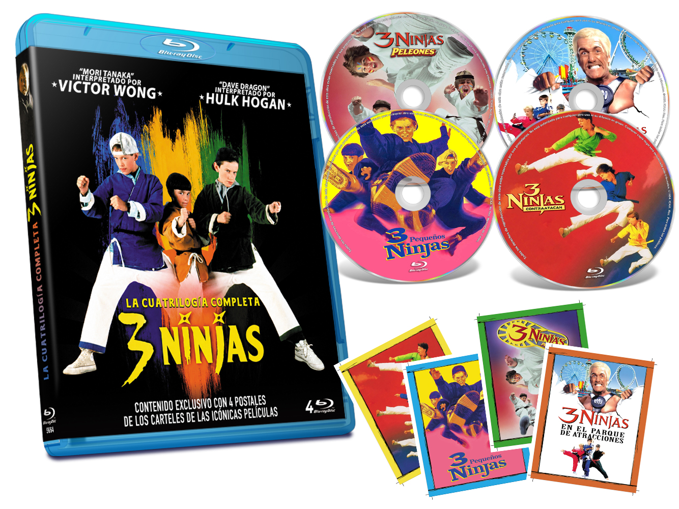 Tres Pequeños Ninjas Cuatrilogia (3 ragazzi ninja) (Import Spain) (4 Blu-Ray Disc +  4 Postales)
